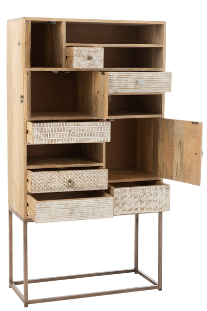 Kast 10 Laden Motieven Hout Beige
