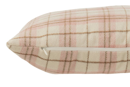 Kussen Geruit Textiel Wit/Roze