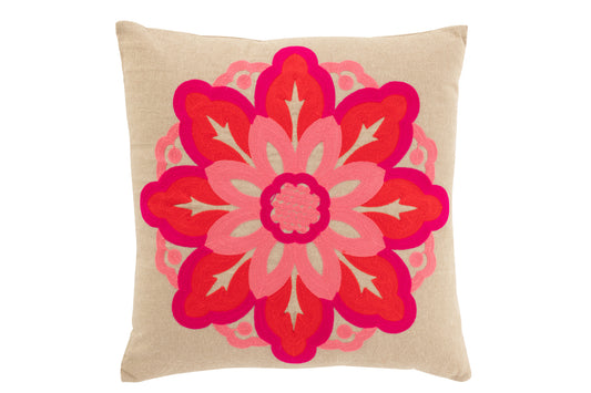 Kussen Bloem Katoen Beige/Roze