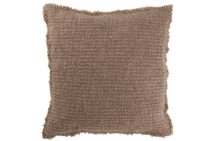 Kussen Gerafelde Randen Katoen/Polyester Taupe