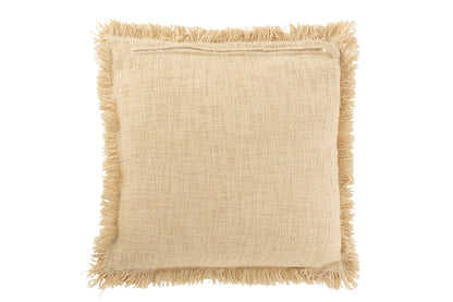Kussen Fringe Katoen Fluweel Beige