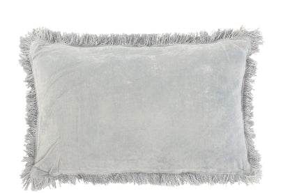 Kussen Fringe Katoen Fluweel Blauw