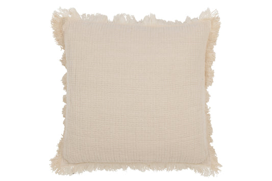 Kussen Franjes Katoenen Mousseline Licht Beige