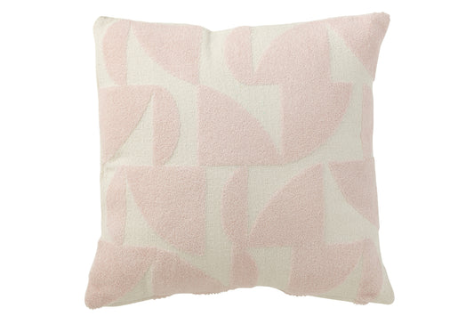 Kussen Geo Textile Wit/Lichtroze