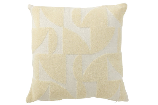 Kussen Geo Textile Wit/Lichtgeel