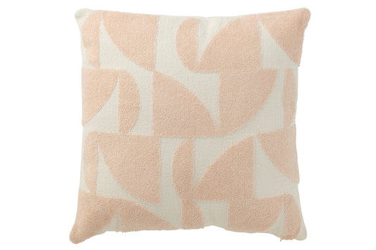 Kussen Geo Textile Wit/Zalm