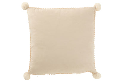Kussen Zacht Pompoms Polyester Beige