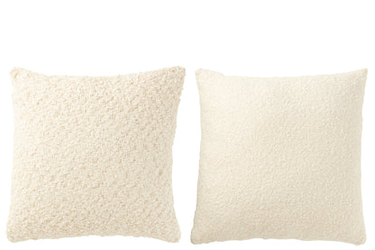 Kussen Vierkant Los/Strakke Weef Katoen Crème Assortiment Van 2