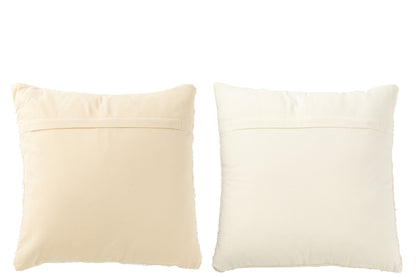 Kussen Vierkant Los/Strakke Weef Katoen Crème Assortiment Van 2