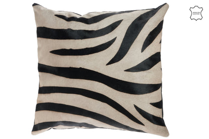 Kussen Zebra Leer/Canvas Zwart