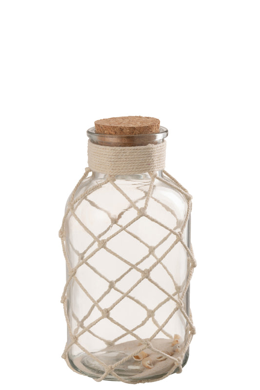 Decoratie Vaas Zand Schelpen Glas Transparant Groot