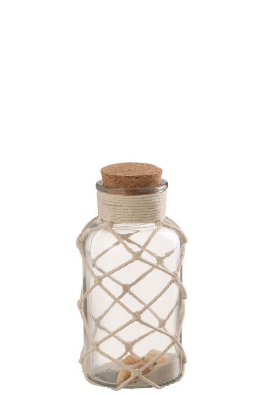 Decoratie Vaas Zand Schelpen Glas Transparant Medium