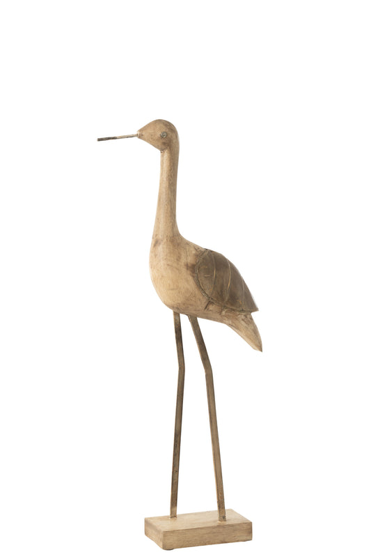 Decoratie Vogel Mango Hout/Metaal Beige/Zwart Medium