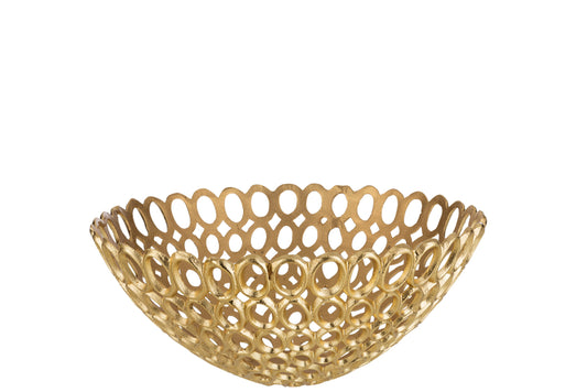 Schotel Ronde Ringen Aluminium Goud Medium