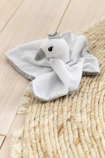 Doudou+Rammelaar Pluche Wit/Grijs/Zilver