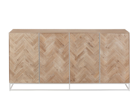 Dressoir 4 Deuren Zigzag Hout/Metaal Naturel/Wit
