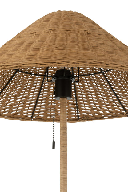 Staande lamp Metaal/Rotan Zwart/Natuurlijk