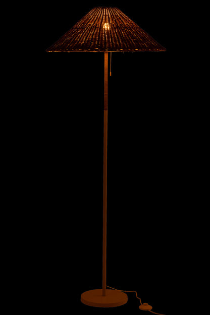 Staande lamp Metaal/Rotan Wit/Natuurlijk