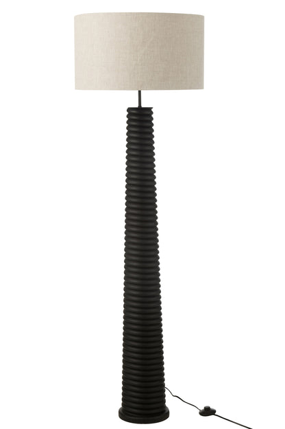 Staande lamp geregen ailanthus hout zwart/grijs