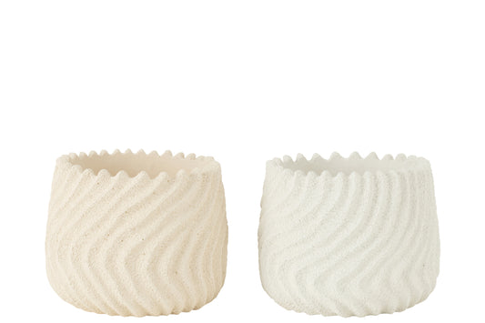 Bloempot Maris Cement Wit/Crème Groot Assortiment Van 2