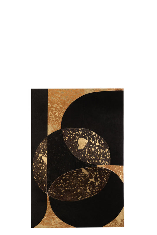 Frame Rechthoek Cirkel Leer Zwart/Goud Groot