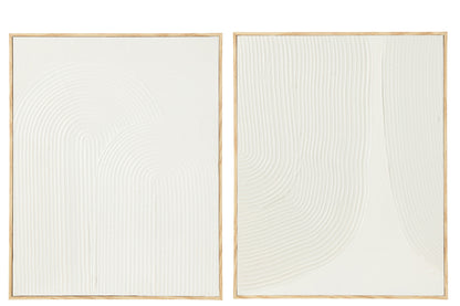 Frame Getextureerde Abstracte Vormen Hout Wit Assortiment Van 2