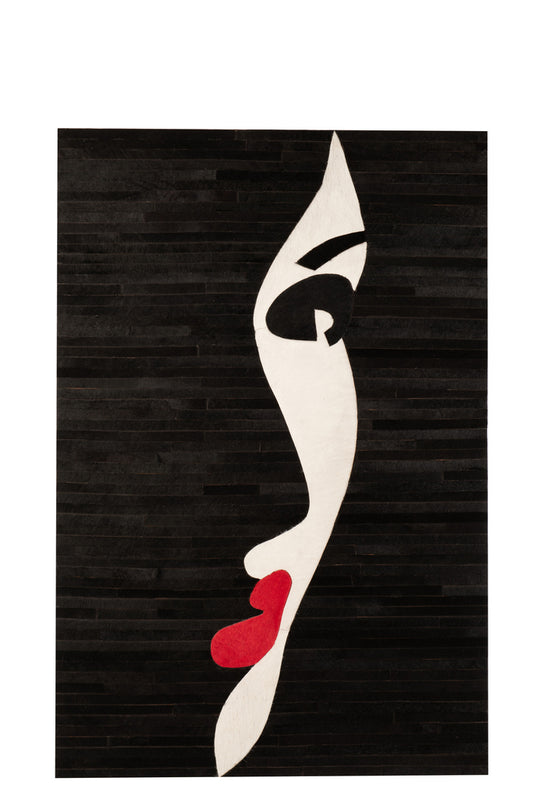 Frame Vrouw Leer Zwart/Wit/Rood