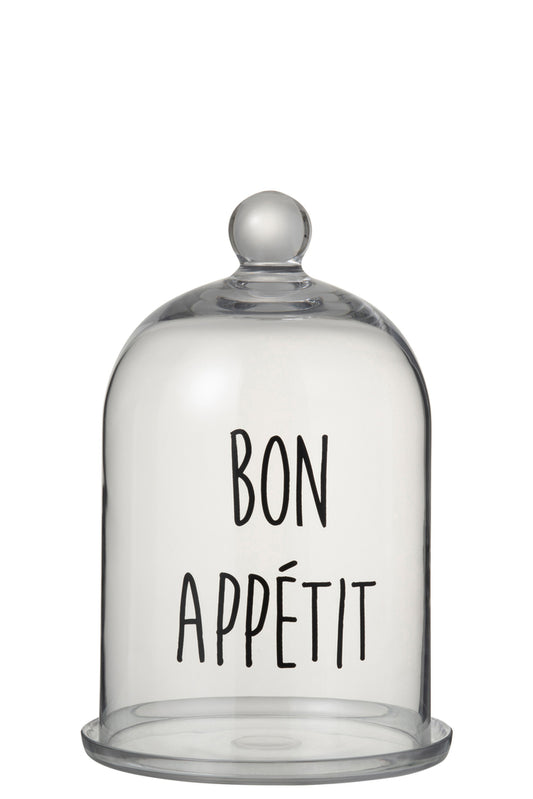 Glazen stolp Bon Appetit Rond Glas Transparant/Zwart