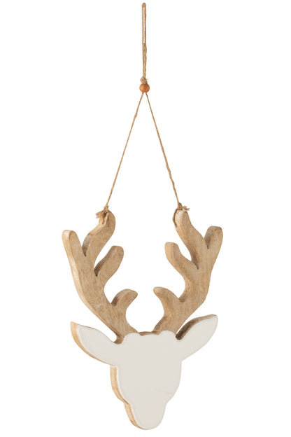 Hanger Rendier Mangohout Wit/White Wash Groot