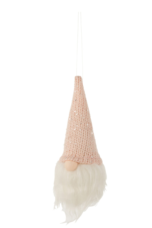 Hanger Santa Led Textiel Wit/Roze