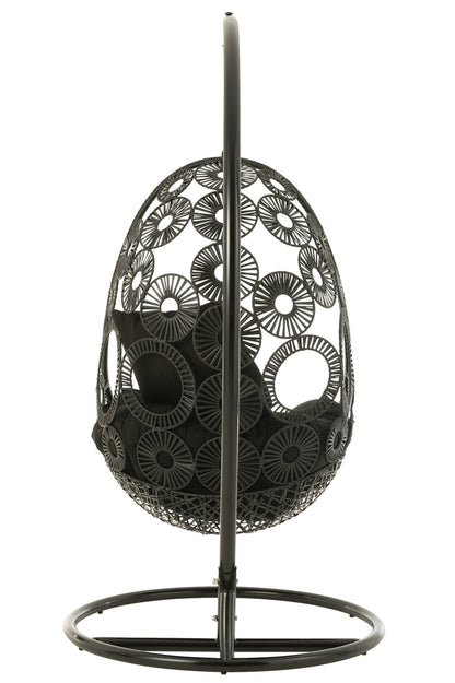 Hangstoel + kussens Bula Metaal/Riet Zwart