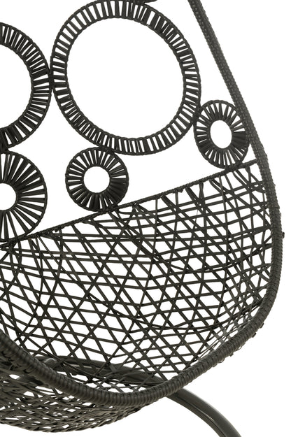Hangstoel + kussens Bula Metaal/Riet Zwart