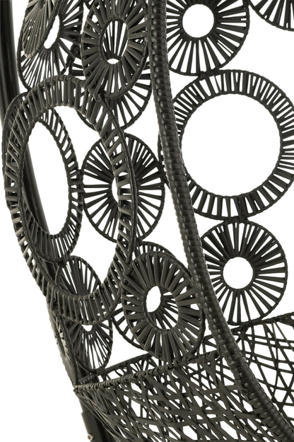 Hangstoel + kussens Bula Metaal/Riet Zwart