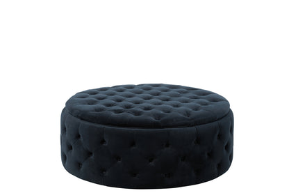 Hassock Ronde Knopen Wilson Fluweel Berk Antraciet