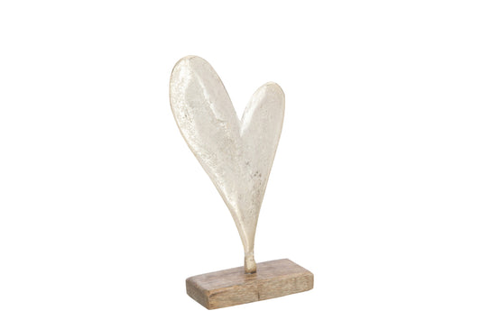 Hart op voet grafisch aluminium/hout goud groot