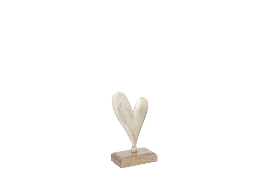 Hart op voet grafisch aluminium/hout goud klein