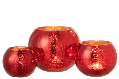 Orkaanlichtbal Craqueléglas Pareleffect Rood Groot