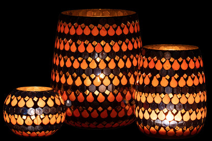 ORKAAN MOZAÏEK DRUPPELS GLAS ORANJE/BLAUW GROOT