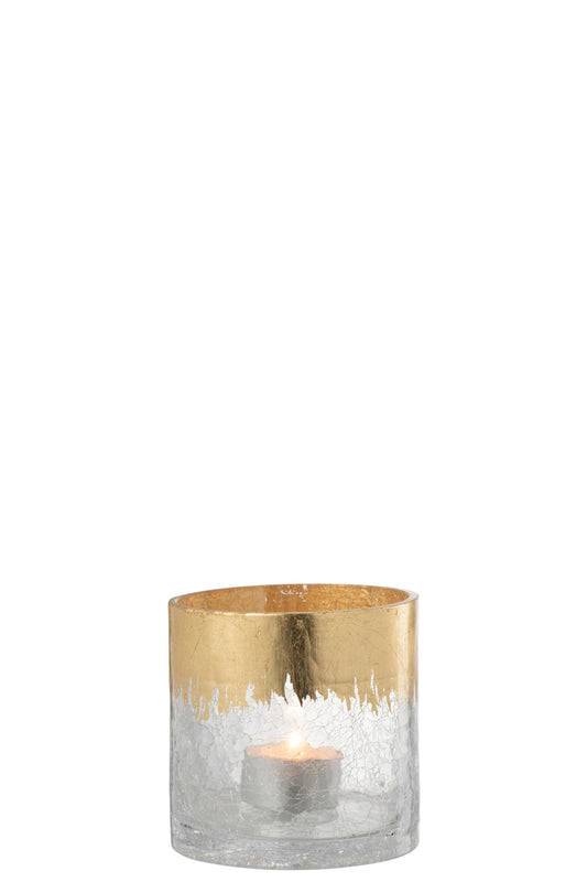 Orkaan Crackle Glas Transparant Goud Klein