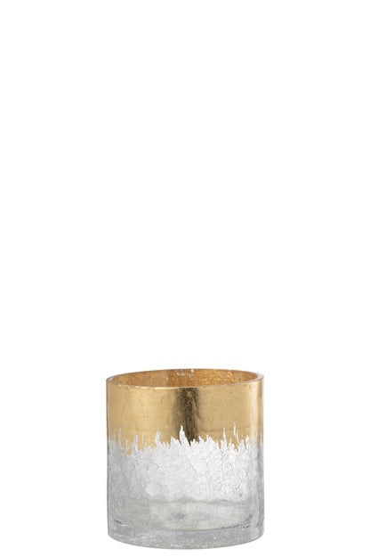 Orkaan Crackle Glas Transparant Goud Klein