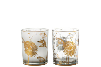 Hurricane Dandelion Glas Helder/Mat/Goud Medium Assortiment Van 2