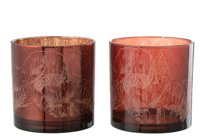 Orkaan Bloemen Glas Bordeaux/Antieke Bordeaux Grote Assortiment Van 2