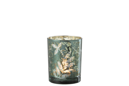 Orkaanbladeren Glas Groen/Antiek Goud Medium