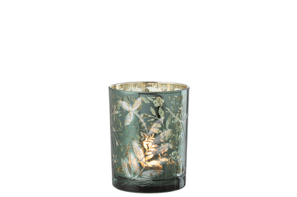 Orkaanbladeren Glas Groen/Antiek Goud Medium