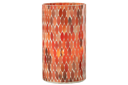 ORKAAN MOZAÏEK BLAD GLAS ROOD/ORANJE GROOT