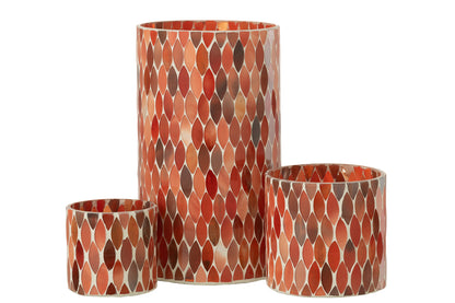 ORKAAN MOZAÏEK BLAD GLAS ROOD/ORANJE GROOT