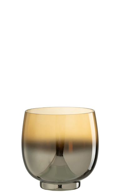 Orkaan Rond Glas Rook Geel/Zilver Medium