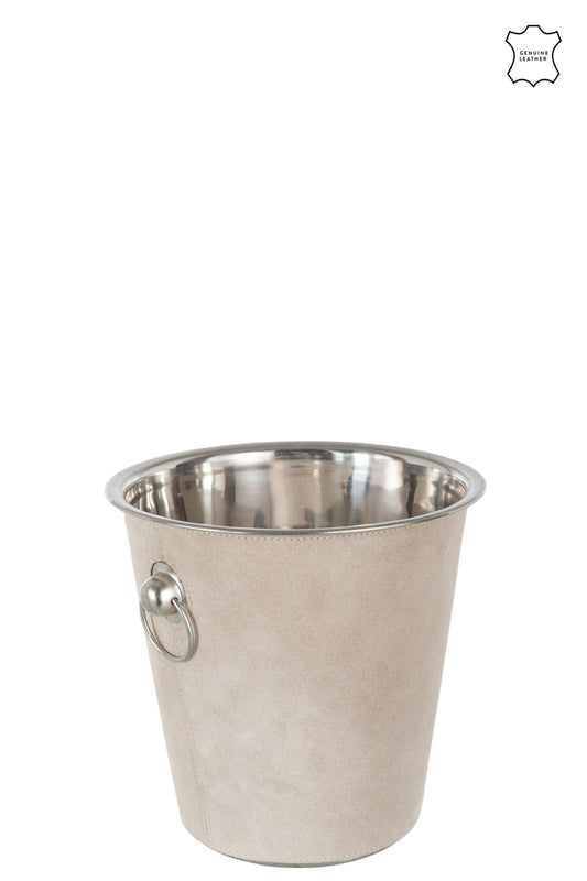 Ijsemmer Rond Leer Beige