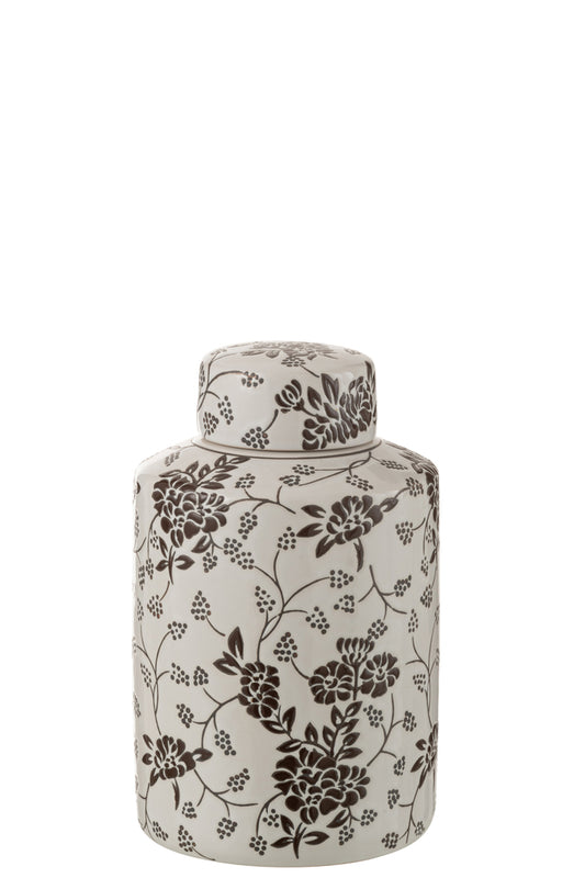Pot Decoratief Zen Porselein Wit/Zwart Groot