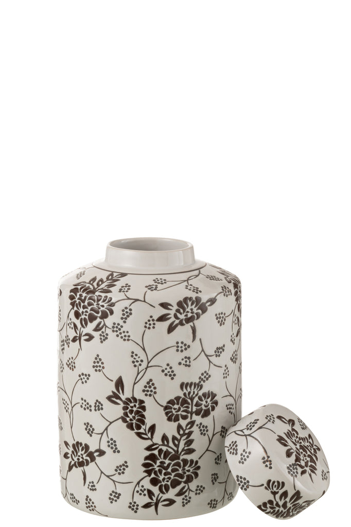 Pot Decoratief Zen Porselein Wit/Zwart Groot